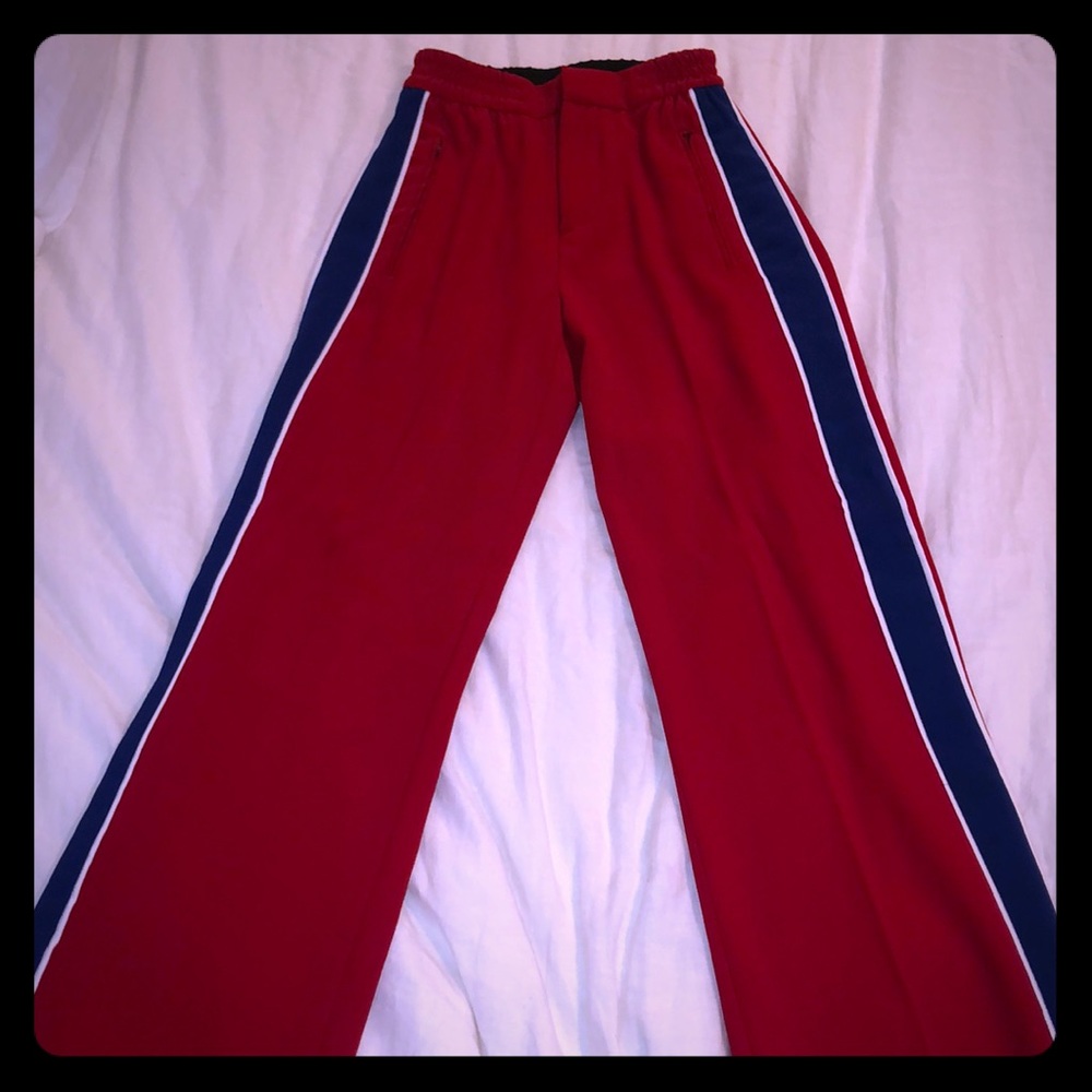Red Zara trousers